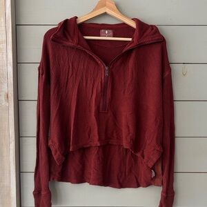 Free People Movement Waffle Knit Half-Zip Pullover — XS